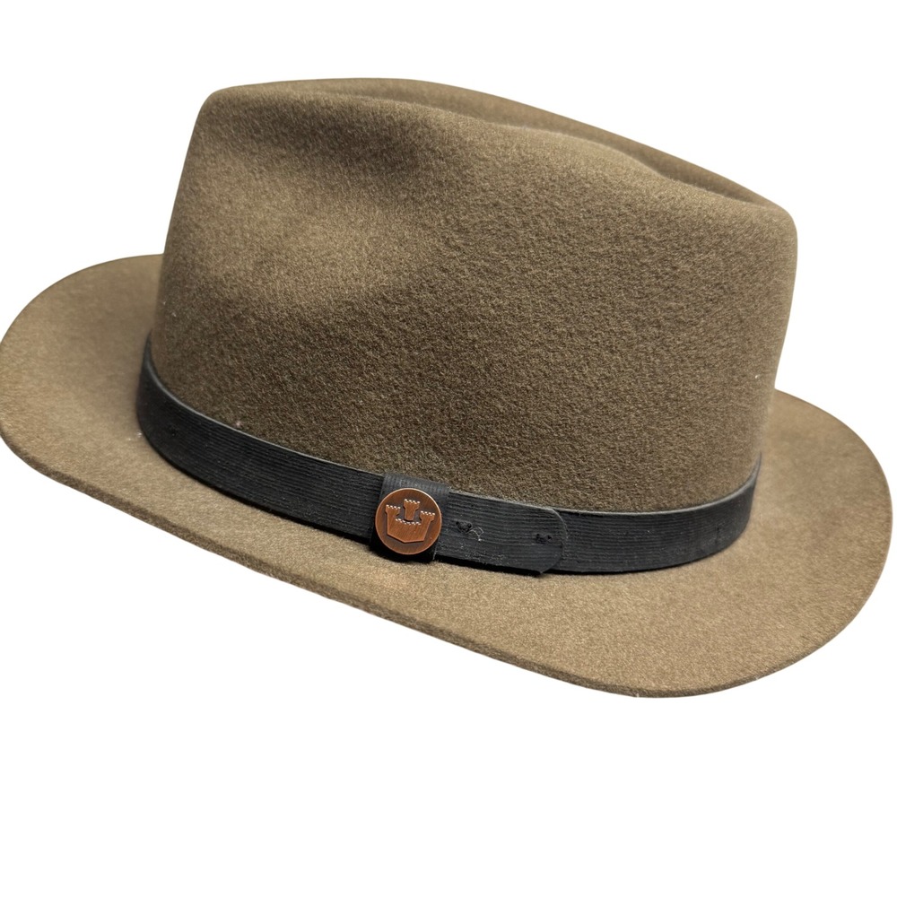 Goorin Bros. Olive Green Wool Fedora Hat Mens Medium Castle Logo Band
